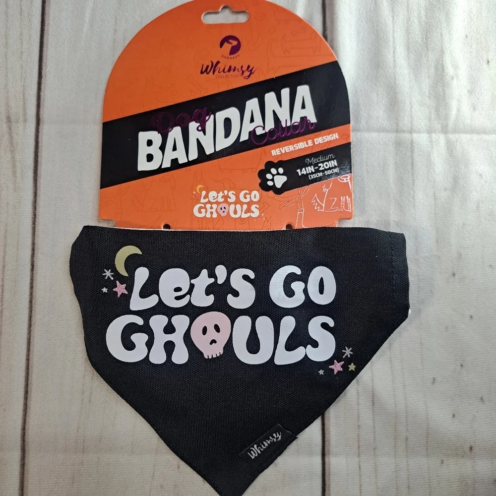 Let's Go Ghouls Dog Halloween Bandana Reversible